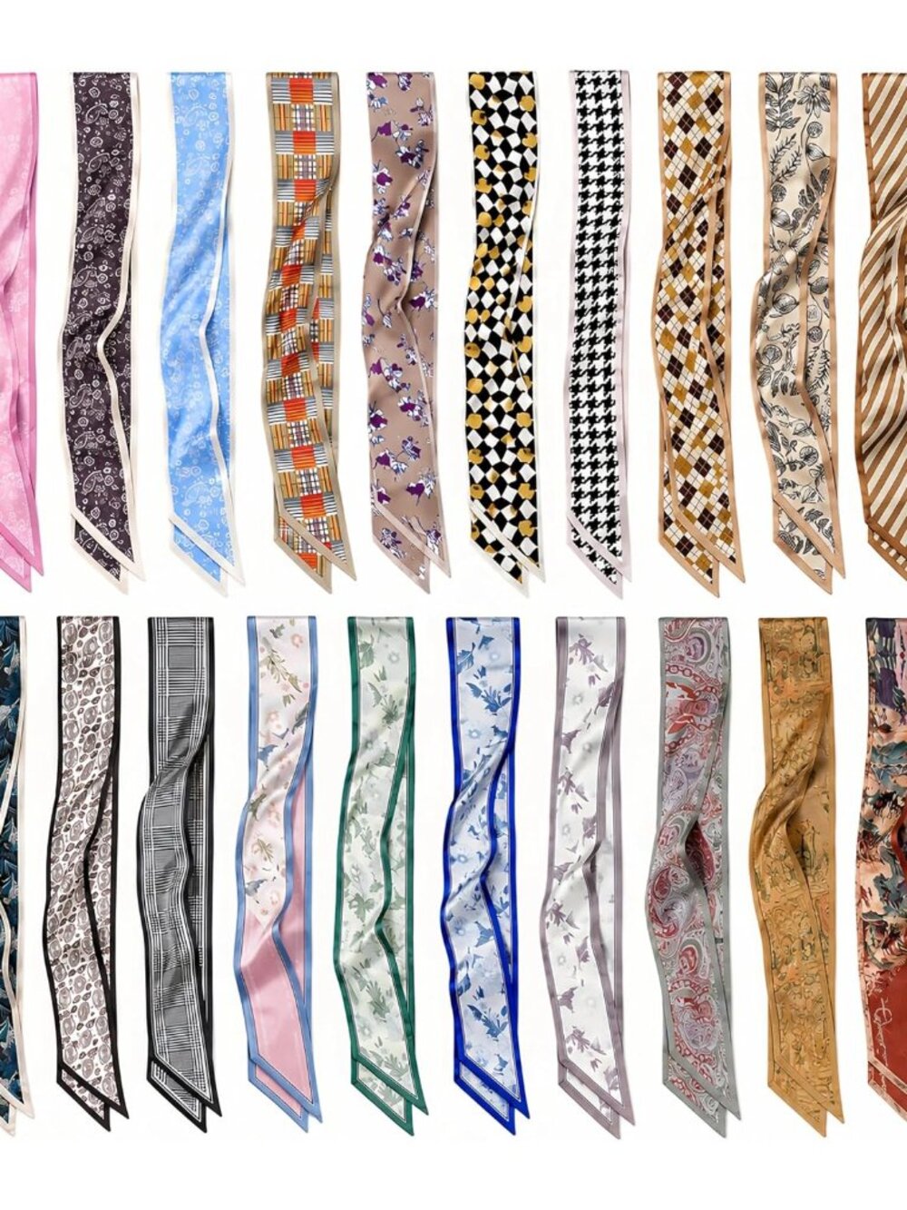 24PCS Fashion Scarves for Women Multifunctional Neck Scarves Purse Scarf Headban